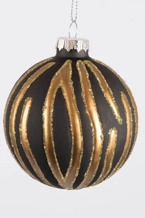 Jungle boule verre zébrée dorée 8cm Promotion Saisonnière